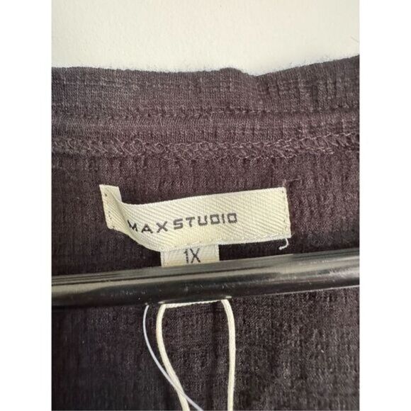 NEW Max Studio Womens Black Gauzy Embroidered Flowy Tassle Top 1X  Boho Western - Picture 10 of 11